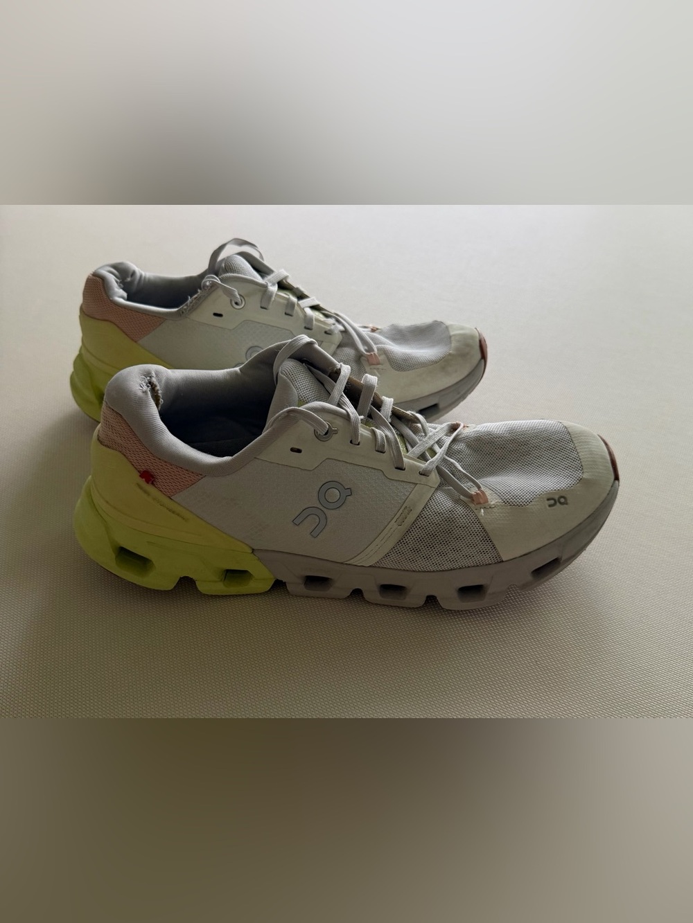 On Running Women's Athletic Shoes White with Yellow Accent